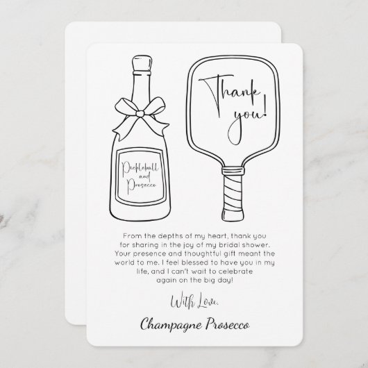 Invitation Pickleball & Prosecco Fête des mariées moderne (Devant / Derrière)