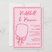 Invitation Pickleball & Prosecco Jouer Fête des mariées rose (Devant)