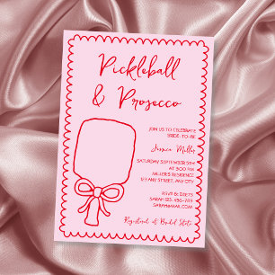 Invitation Pickleball & Prosecco Jouer Fête des mariées rose