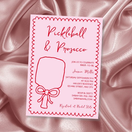 Invitation Pickleball & Prosecco Jouer Fête des mariées rose