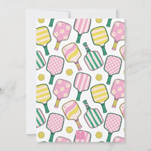 Invitation Pickleball rose et jaune (Dos)