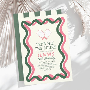 Invitation Pickleball rose et vert Vavy Frame fille Anniversa