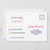 Invitation Pickleball rose et violet fête du jour + RSVP Invi (Dos)