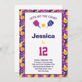 Invitation Pickleball rose et violet fête du jour + RSVP Invi (Devant / Derrière)