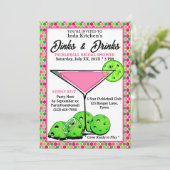 Invitation Pickleball Shower Dinks & Drinks Pink Honeycomb (Debout devant)
