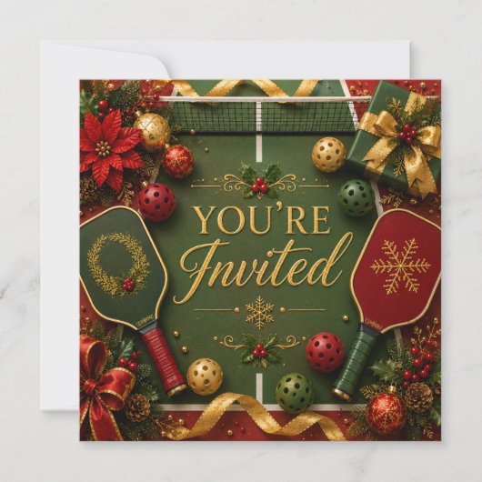 Invitation Pickleball thème de Noël (Devant)