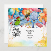 Invitation Pickleball thème fête d'anniversaire (Devant / Derrière)