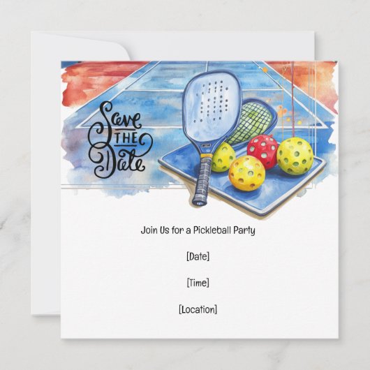 Invitation Pickleball thème fête d'anniversaire (Devant)