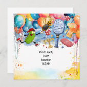 Invitation Pickleball thème fête d'anniversaire (Devant / Derrière)