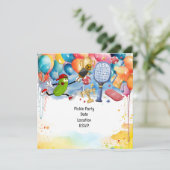 Invitation Pickleball thème fête d'anniversaire (Debout devant)