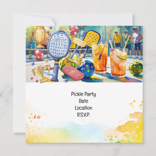 Invitation Pickleball thème fête d'anniversaire (Devant)