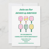 Invitation Pickleball Thème Pink Green Retro Anniversaire (Devant)