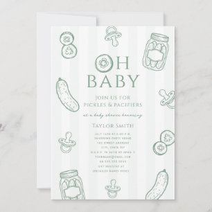 Invitation Pickles & Pacifiers Baby Shower Vert Neutre