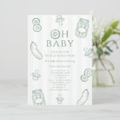 Invitation Pickles & Pacifiers Baby Shower Vert Neutre (Debout devant)