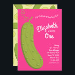 Invitation Picks Kid 1er Anniversaire Fête Nourriture rose<br><div class="desc">Des cornichons adorables des invitations colorées à des fêtes d'anniversaire sont parfaites pour un enfant qui aime les cornichons lors de leur premier anniversaire ! Customisez le texte pour en faire les vôtres. L'aspect et l'ambiance modernes sont parfaits pour célébrer votre petit amoureux des pickles lors de leur premier anniversaire...</div>