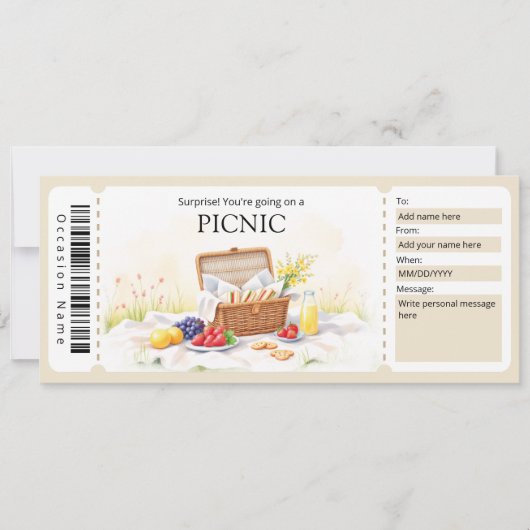 Invitation Picnic Gift Certificate (Devant)