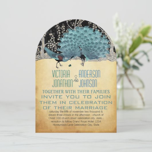 Invitation Pics d'or et de noir dans la forêt (Debout devant)