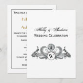 Invitation Pics vintages avec Monogramme (Devant / Derrière)