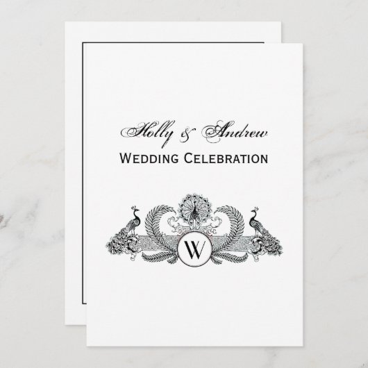 Invitation Pics vintages avec Monogramme (Devant / Derrière)