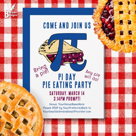 Invitation Pie Eating PI DAY Party