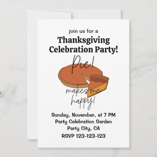 Invitation Pie Me Rend Joyeuse Pie Thanksgiving (Devant)