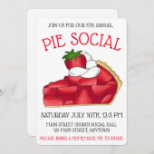 Invitation Pie Social Party Dessert Bake Vente fraise (Devant / Derrière)