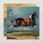 Invitation Piebald Horse"Cehero Parchemin d'élevage Monogramm (Devant / Derrière)