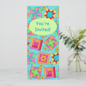 Invitation Pièce à patchs vert turquoise (Debout devant)