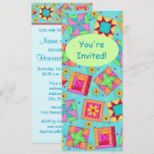 Invitation Pièce à patchs vert turquoise (Devant / Derrière)