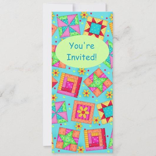 Invitation Pièce à patchs vert turquoise (Devant)