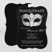 Invitation Pièce argentée de Halloween de costume de masque (Devant / Derrière)