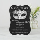 Invitation Pièce argentée de Halloween de costume de masque (Debout devant)