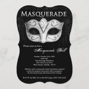 Invitation Pièce argentée de Halloween de costume de masque