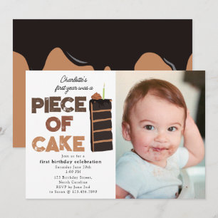 Invitation Piece de Gâteau 1er Premier Anniversai