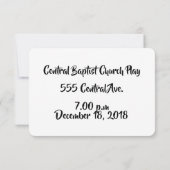 Invitation Pièce de théâtre de Noël sur un verset de la Bible (Dos)