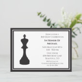 Invitation Pièce d'échecs noir et blanc sophistiquée Annivers (Debout devant)
