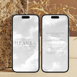 Invitation Pièce du ciel Baby shower des nuages blancs Téléch