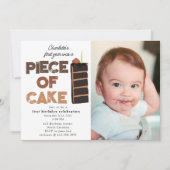 Invitation Piece of Cake Invite 1st  First Birthday Photo (Devant)