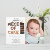 Invitation Piece of Cake Invite 1st  First Birthday Photo (Debout devant)