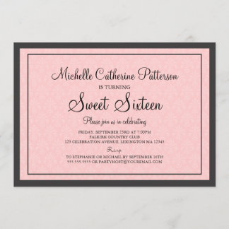 Invitation Pièce officielle traditionnelle en Sweet sixteen r