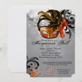 Invitation Pièce orange de Halloween de costume de masque de (Devant / Derrière)