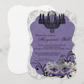 Invitation Pièce pourpre de Halloween de costume de masque de (Devant / Derrière)