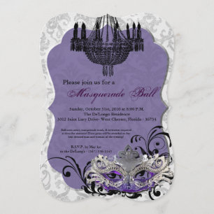 Invitation Pièce pourpre de Halloween de costume de masque de