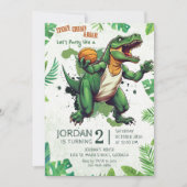 Invitation Pièces de dinosaures ! Fête d'anniversaire de dino (Devant)