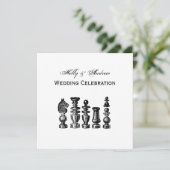 Invitation Pièces de jeu d'échecs Art vintage (Debout devant)