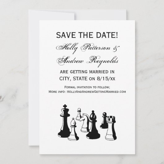 Invitation Pièces de Jeu d'Échecs Art Vintage #2 (Devant)