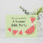 Invitation Pièces de pastèque vert BBQ d'été horizontal (Debout devant)