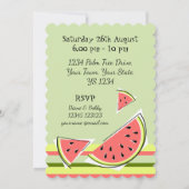 Invitation Pièces de pastèque Vert Été BBQ bande verticale (Dos)
