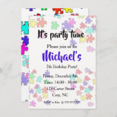 Invitation Pièces de puzzles colorés (Devant / Derrière)