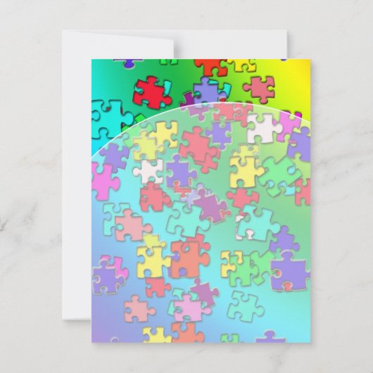 Invitation Pièces de puzzles multicolores (Dos)